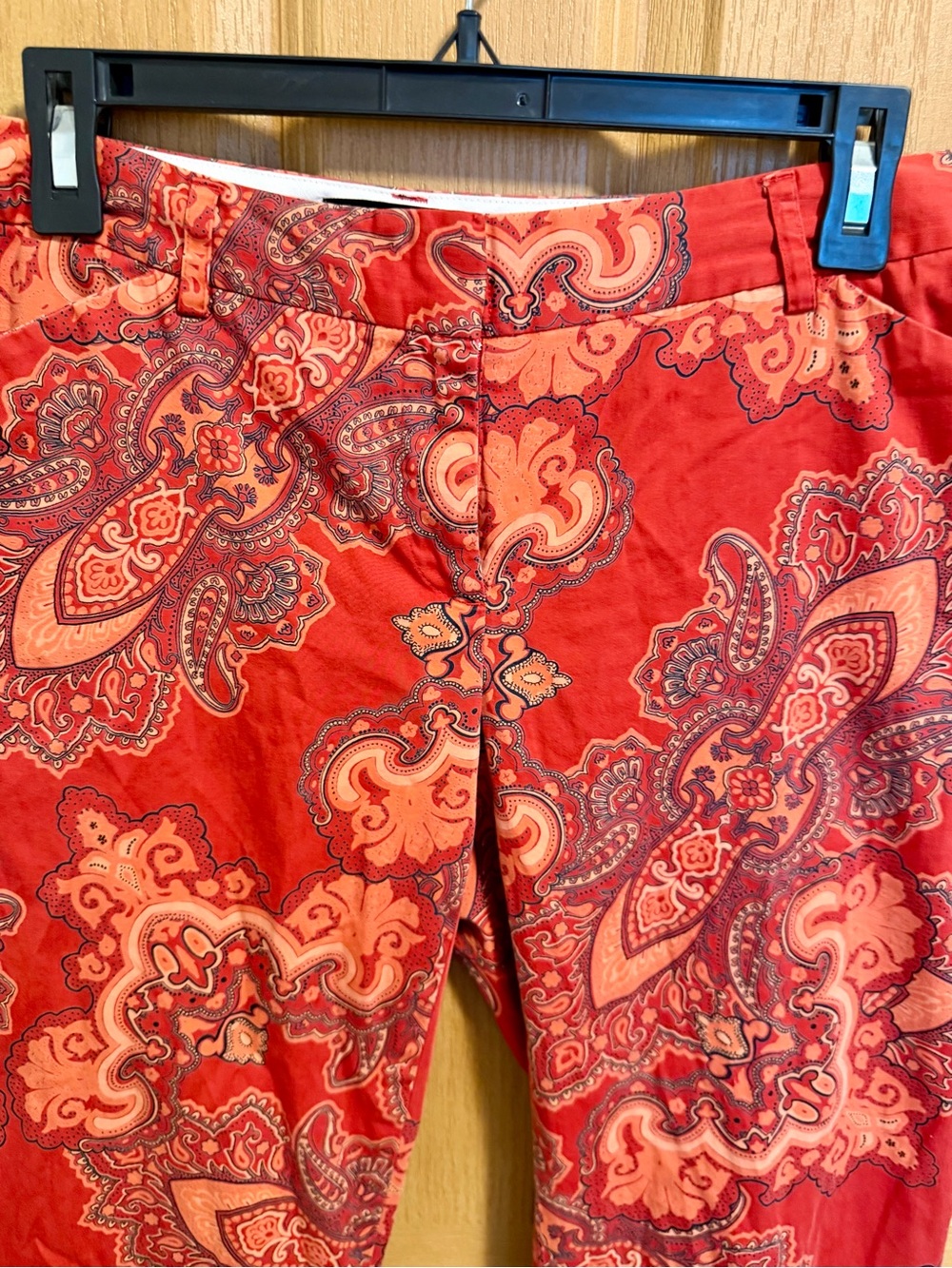 Y2K Body by Victoria Christie Fit Paisley Print Flare Pants Size 10 Red Pink